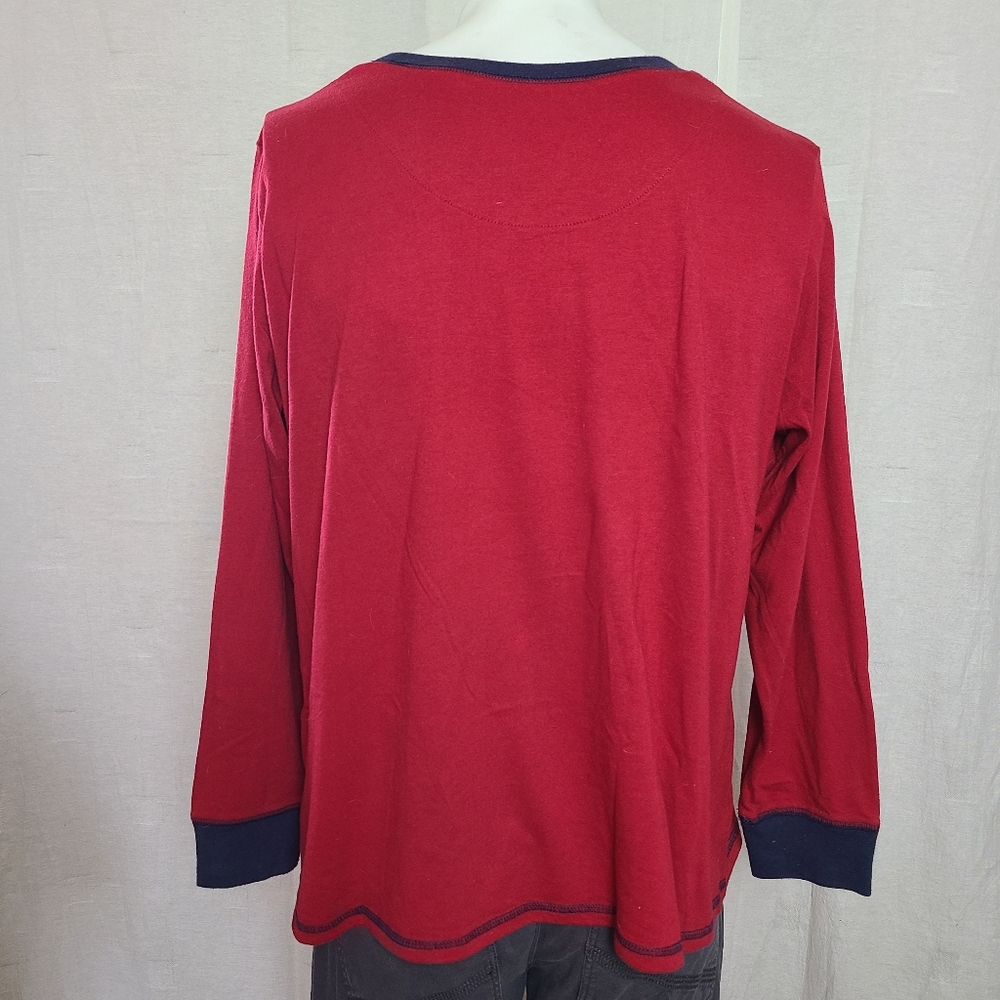 Original Weatherproof Vintage Men's XL Pajama Top Red Navy Cotton Long Sleeves - Picture 5 of 13